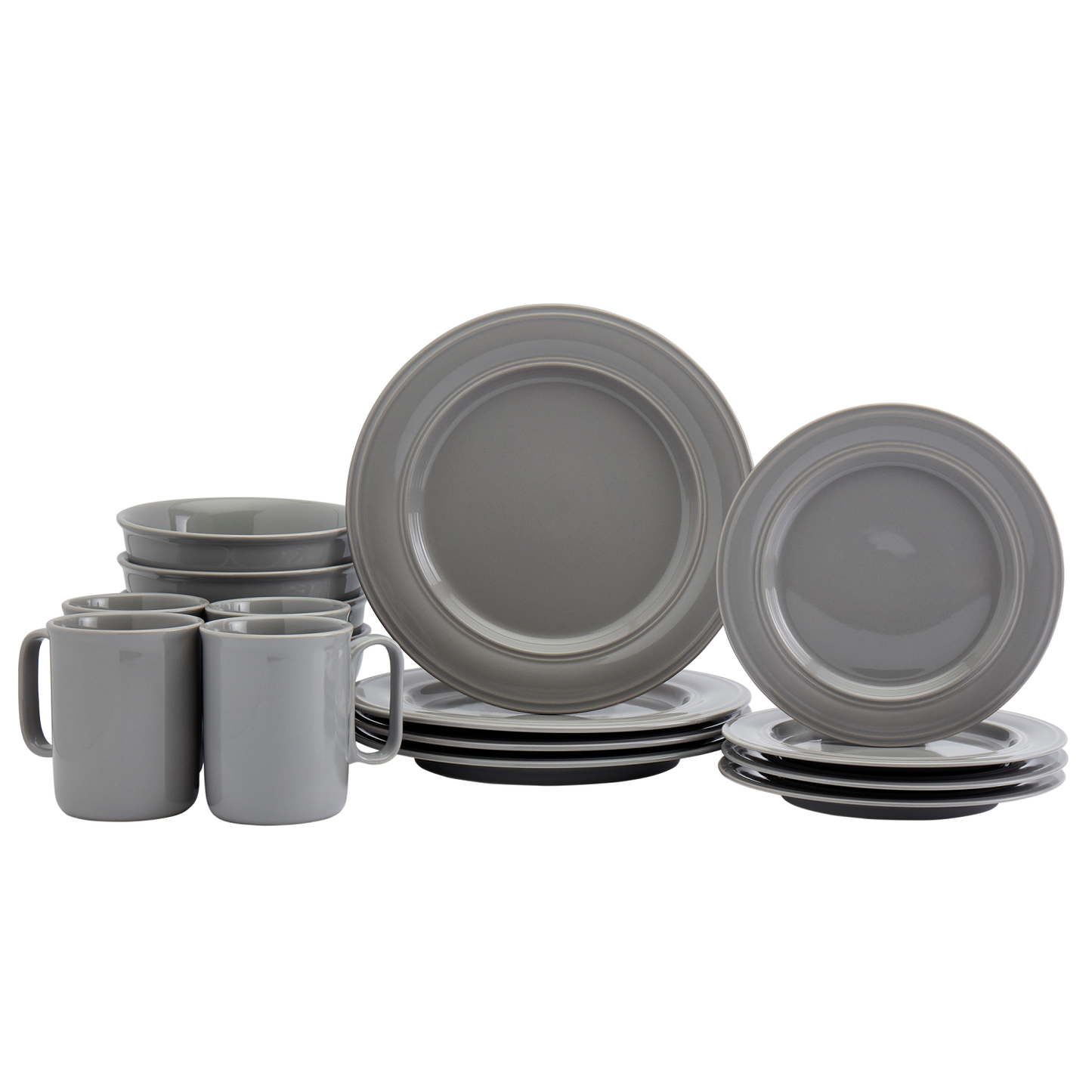 16PC. ROUND RIM REACTIVE DINNERWARE SET - SONOMA GRAY