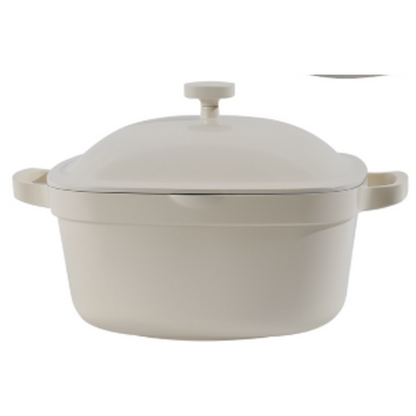 GOURMET EDGE- CAST ALUMINUM 5QT DUTCH OVEN WITH COVER - CERAMIC NONSTICK - CREAM