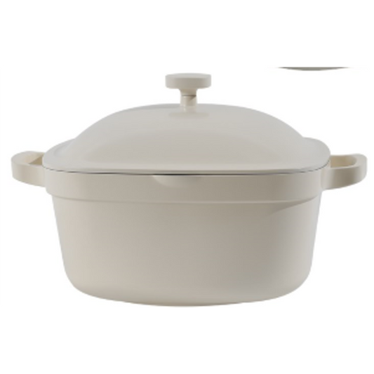 GOURMET EDGE- CAST ALUMINUM 5QT DUTCH OVEN WITH COVER - CERAMIC NONSTICK - CREAM
